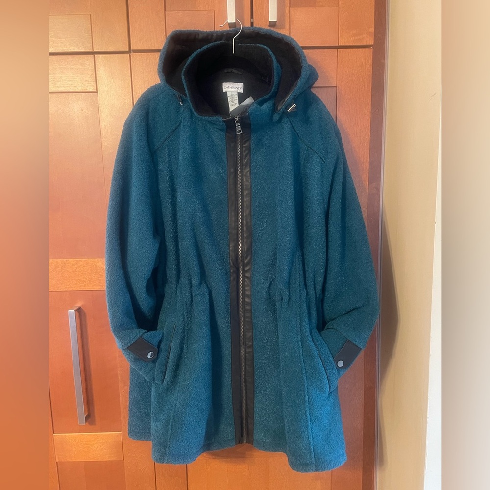 Catherine’s Plus Sz 5X (32/34) NWT Teal Sherpa Fleece Coat